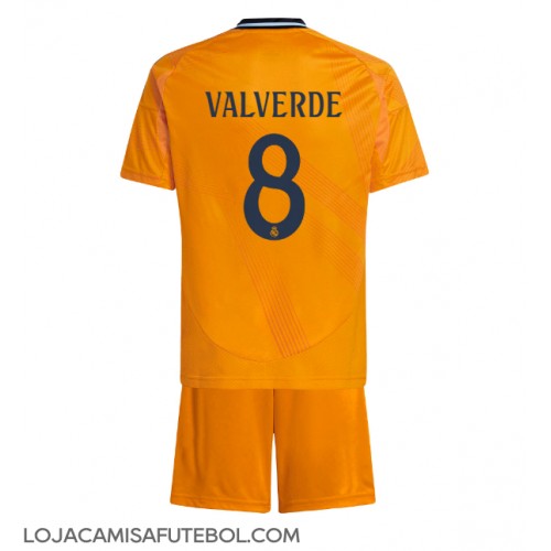 Camisa de Futebol Real Madrid Federico Valverde #8 Equipamento Secundário Infantil 2024-25 Manga Curta (+ Calças curtas)